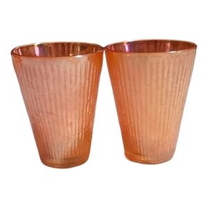 ⏳️Vintage⏳️ CARNIVAL JEANNETTE  TREE BARK Marigold Set Juice Glasses